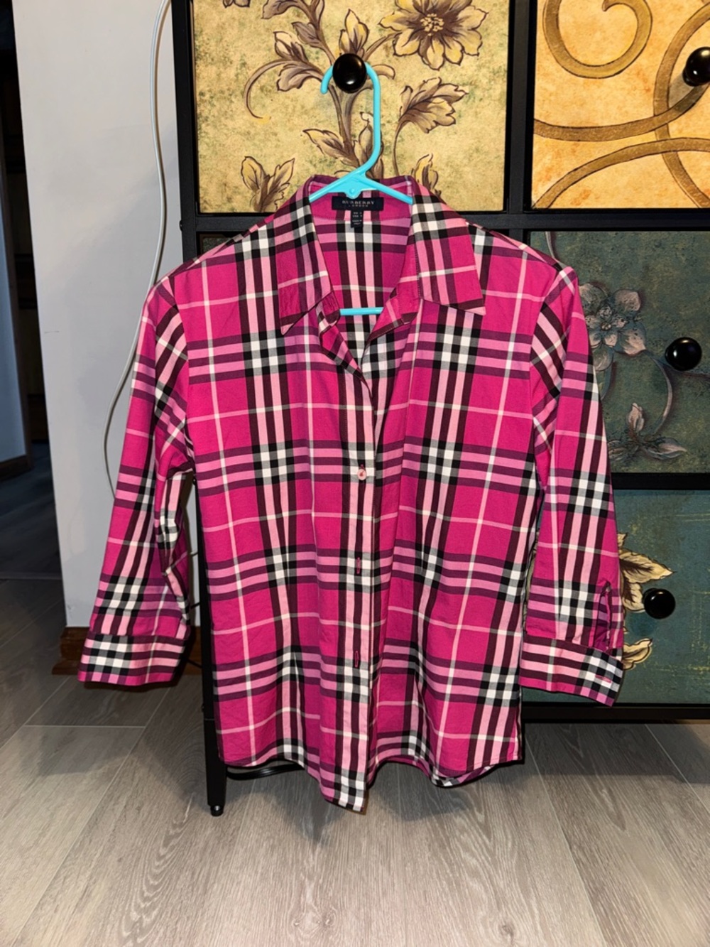Burberry Pink Plaid Button-Down Shirt